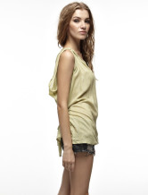 Simple et confortable Green Grass 100% coton femmes encolure ronde chemisier