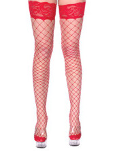 Hot Red Acrylic Spandex Length 76cm Stockings For Women