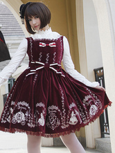 Classic Cinderella Claret Cotton And Satin Womens Lolita Dress
