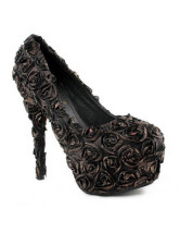 Chaussures unique de mode pour femmes à talon haut en satin bronwe rose bronze