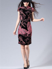 Robe chinoise classique rouge en soie