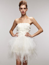 Robe de mariée courte et blanche de livraison rapide en gaze 