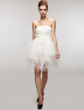 Robe de mariée courte et blanche de livraison rapide en gaze 