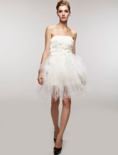 Robe de mariée courte et blanche de livraison rapide en gaze 