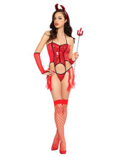Sexy Red Power Net Womens Demon Costume
