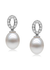 Doux Blanc S925 8,5-9mm frais d'oreilles perle d'eau Pour Femmes
