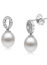 Doux Blanc S925 8,5-9mm frais d'oreilles perle d'eau Pour Femmes