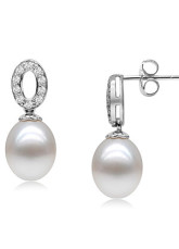 Doux Blanc S925 8,5-9mm frais d'oreilles perle d'eau Pour Femmes