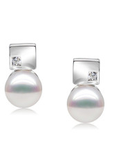 Élégant blanc S925 7,5-8mm frais Boucles d'oreilles Pearl Water For Ladies
