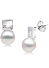 Élégant blanc S925 7,5-8mm frais Boucles d'oreilles Pearl Water For Ladies