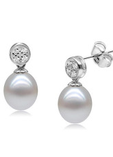 Glamour Blanc S925 8-8.5mm frais d'oreilles perle d'eau Pour Femmes