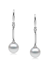 Blanc élégant S925 8-8.5mm frais goutte d'oreilles perle d'eau pour les femmes