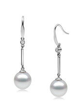 Blanc élégant S925 8-8.5mm frais goutte d'oreilles perle d'eau pour les femmes