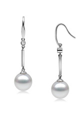 Blanc élégant S925 8-8.5mm frais goutte d'oreilles perle d'eau pour les femmes