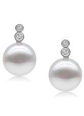 Adorable Blanche S925-10 10,5 mm Bouton frais d'oreilles perle d'eau pour les femmes