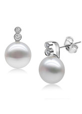 Adorable Blanche S925-10 10,5 mm Bouton frais d'oreilles perle d'eau pour les femmes