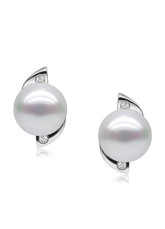 Vogue Blanc S925 7,5-8mm ronde douce Boucles d'oreilles Pearl eau pour les femmes