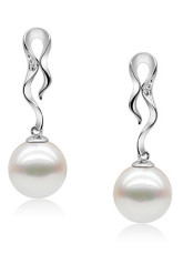 Classic White S925 9-9.5mm ronde fraîche Boucles d'oreilles Pearl Water For Ladies