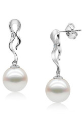 Classic White S925 9-9.5mm ronde fraîche Boucles d'oreilles Pearl Water For Ladies
