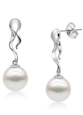 Classic White S925 9-9.5mm ronde fraîche Boucles d'oreilles Pearl Water For Ladies
