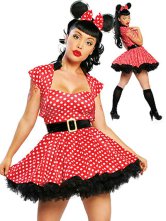Cute Red Acrylic Spandex Womens Fantasy Costume