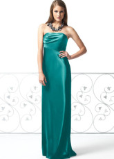 Glamorous Green Strapless Elastic Satin Ball Maxi Bridesmaid Dress  