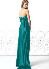 Glamorous Green Strapless Elastic Satin Ball Maxi Bridesmaid Dress  