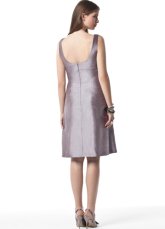 Magnifique robe de demoiselle d'honneur argent de ligne-A  sans bretelles faite en taffetas