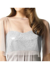 Glamorous Silver Strapless Chiffon A-line Maxi Bridesmaids Dress  