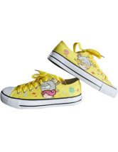 Comfortable Yellow Hand-painted Canvas Flat Shoes For Women