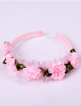 une agreable serre-tete rose imitee  en dentelle et en soie de costumes Barbie Pour filles