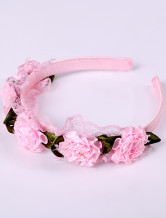 une agreable serre-tete rose imitee  en dentelle et en soie de costumes Barbie Pour filles