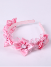 une joli serre-tete rose imitee aux fleurs en dentelle et en soie de costume Barbie pour filles