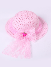 Popular Pink Lace Trim Weaved Hat Girls Barbie Costumes
