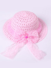 Beautiful Pink Lace Trim Weaved Hat Girls Barbie Costumes