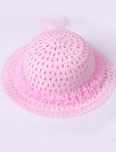un beau chapeau rose tisse au bordure de dentelle de costumes Barbie pour filles