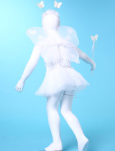 une joli jupe de danse a ailes blanche en gaze de costumes Barbie pour filles
