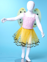 Fantastic Yellow Gauze Wings Dance Skirts Girls Barbie Costumes