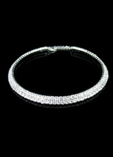 Shining Silver Alloy Rhinestone Womens Necklace  