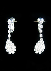 Water Drop Silver Rhinestone Alloy Earrings And Necklace 