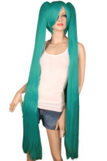 Perruque de Cosplay bleue de 100cm pour les femmes