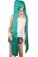 Perruque de Cosplay bleue de 100cm pour les femmes