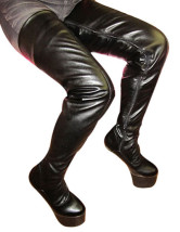 Bottes sexy spéciales noires aux talons hauts en cuir verni PU pour femmes
