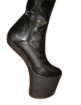 Bottes sexy spéciales noires aux talons hauts en cuir verni PU pour femmes