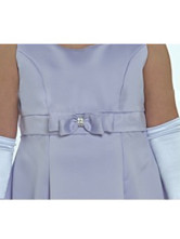 Lovely Gray Satin Sash Beaded Bow Flower Girl Dress