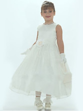 Classical Ivory Satin Flower Girl Dress