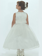 Classical Ivory Satin Flower Girl Dress