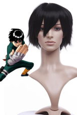 30cm Naruto Rock Lee Black  High-temperature Resistance Fibre Cosplay Wig