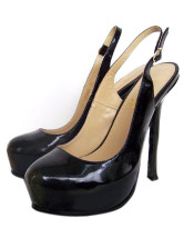 Black Sexy Enamelled Leather 5 1/2'' High Heel Slingback Fashion Sandals