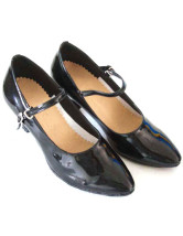 Vintage Black PU Cowhide 2 3/4'' High Heel Womens Latin Shoes